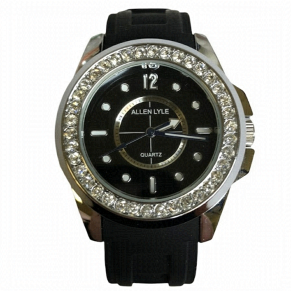 ALLEN Lyle Watch Silicone Band Rhinestone Face Detail